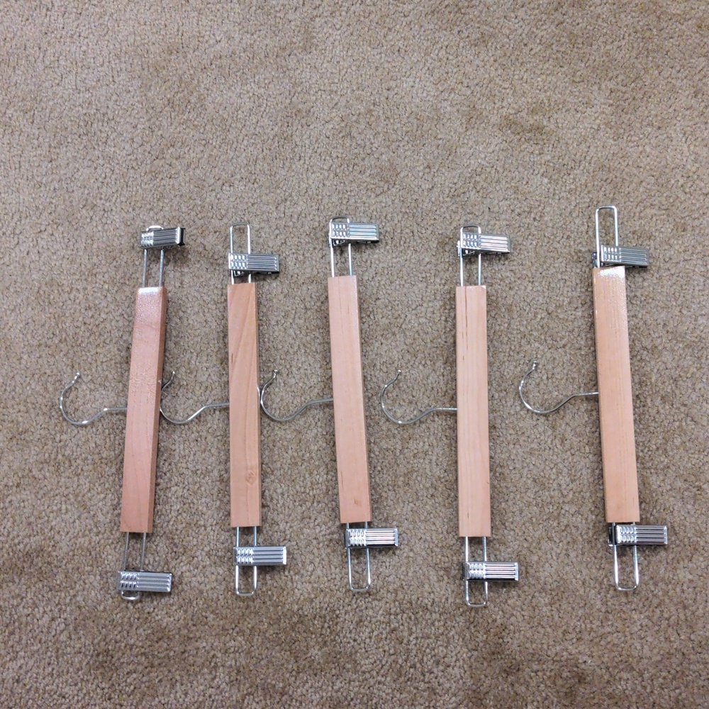 Wooden pants hangers, Five hangers